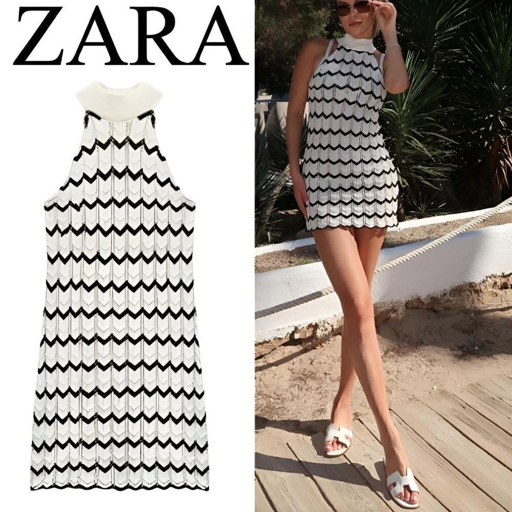 ZARA STRIPED KNIT MINI DRESS - Picture 3 of 16